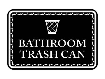Signs ByLITA Classic Framed Bathroom Trash Can Vintage Bathroom Wall or Door Sign